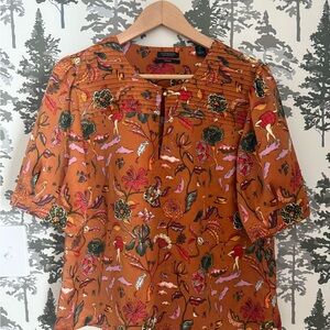 Scotch & Soda puff sleeved Orange Patterned Casual Shirt